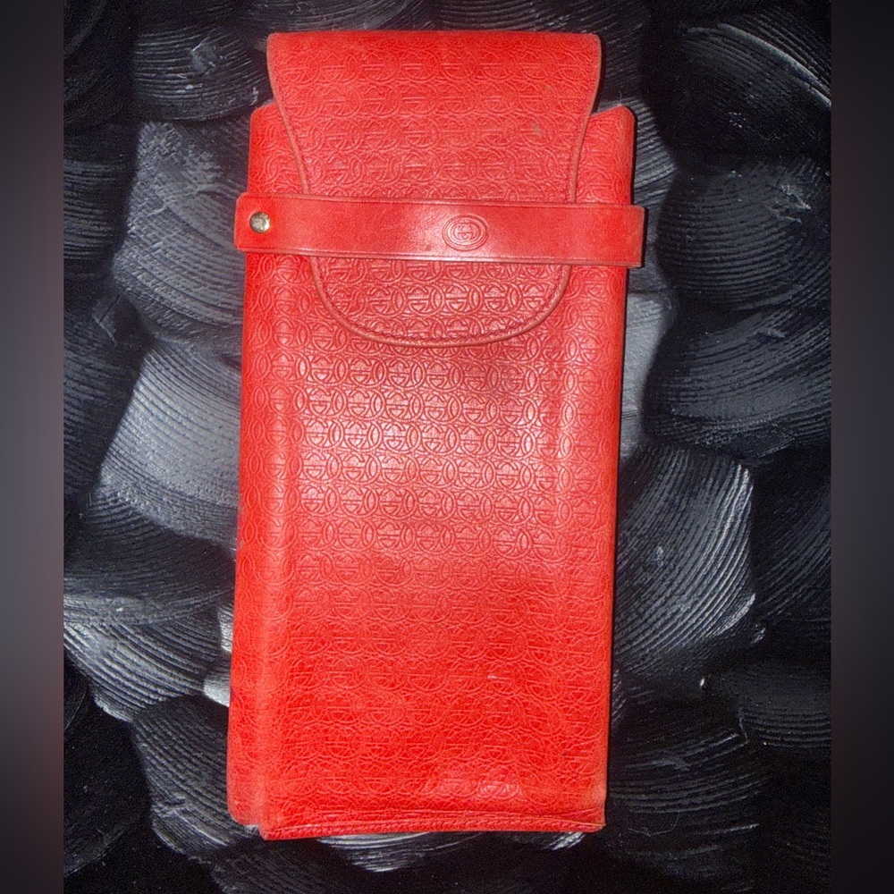 Vintage Gucci Eyeglass Case | Red GG Monogram Leather